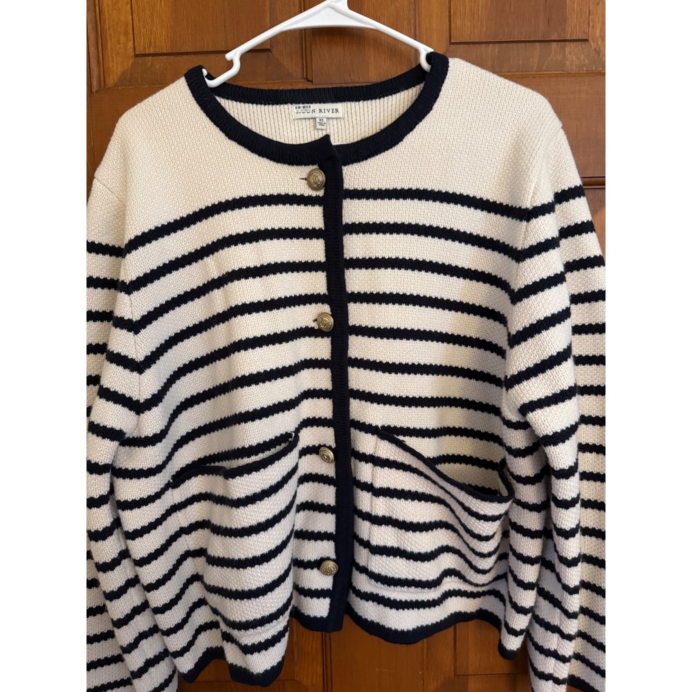 Moon River Anthropologie New England Coastal Prep Cardigan Sweater Women XL Navy